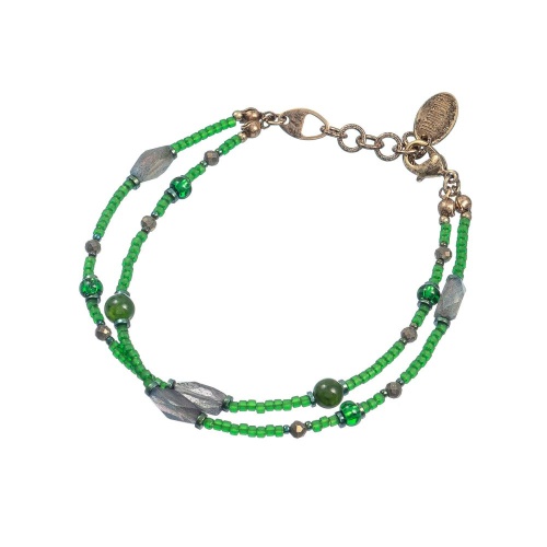 Браслет Lanzerotti, Verde, двойной, жад, лабрадорит, пирит, гематит, LZ-24.12-567 зеленый