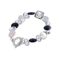 Браслет Lanzerotti, Pianoforte, с жемчугом, ониксом и хрусталем, LZ-25.12-394 черный