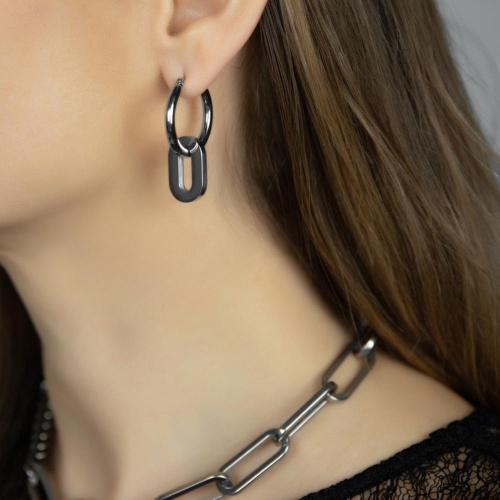 Серьги Moon Paris, Ringo, с подвеской в форме овала, MR-26.01-011 серебристый фото 2