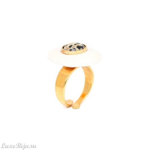 Кольцо Nature Bijoux, Karakorum, разъемное, кость, далматинская яшма, NB22.1-19-24390 белый фото 2