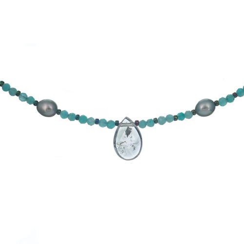 Колье Lanzerotti, Ispirazione, амазонит, жемчуг, пренит, LZ-24.10-383 бирюзовый фото 2