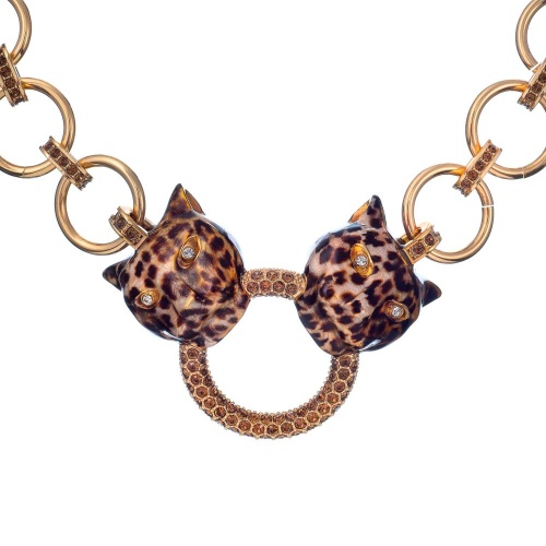 Колье Polina Firenze, ягуар с кристаллами и эмалью, PF25.2-PE4401 коричневый фото 2