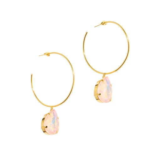Серьги Catherine Bijoux, Aurora crystal, полукольца с кристаллом, CB26.1-5684FG розовый