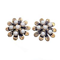 Серьги Alcozer&J, в форме цветка, с жемчугом, AL2406-OP5564C золотистый