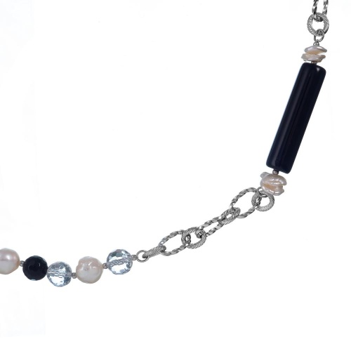 Колье Lanzerotti, Pianoforte, жемчуг, оникс, агат, хрусталь, LZ-25.12-382 черный фото 2