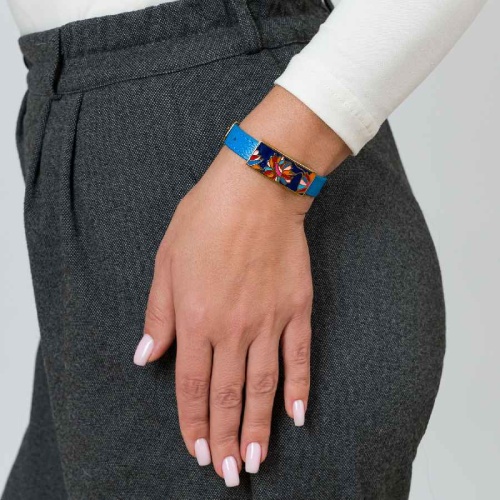 Браслет Fiore Luna на голубом кожанном ремешке, CB03599-3A фото 2