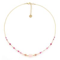 Колье Franck Herval, Loulou, агат, жад, розовый кварц, Swarovski, FH25.1-15-64350 розовый
