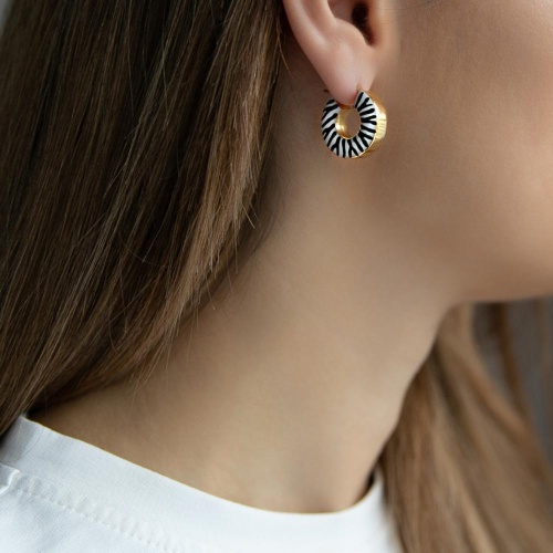 Серьги Francesca Bianchi, кольца, с эмалью, FB25.2-80S золотистый фото 2