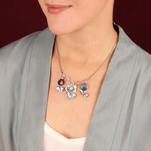 Колье TARATATA, Opium, с цветной смолой и окрашенным нефритом, TT-H25-11118-10M серебристый фото 2