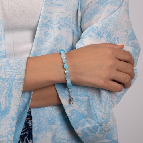Браслет Lanzerotti, Marino, агат, селенит, аквамарин, кристаллы, LZ-25.06-190 голубой фото 3