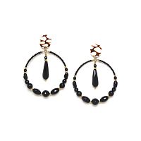 Серьги Nature Bijoux, Bagheera, с агатом и раковиной, NB24.1-12-79193 черный