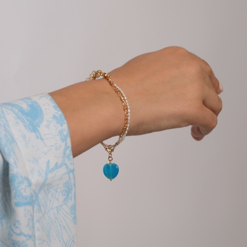 Браслет Lanzerotti, Marino, с жемчугом, кошачьим глазом, кристаллом, LZ-25.06-137 голубой фото 3