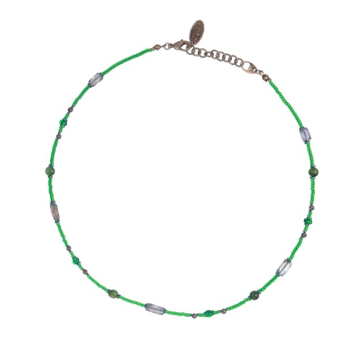 Колье Lanzerotti, Verde, жад, лабрадорит, пирит, гематит, LZ-24.12-565 зеленый