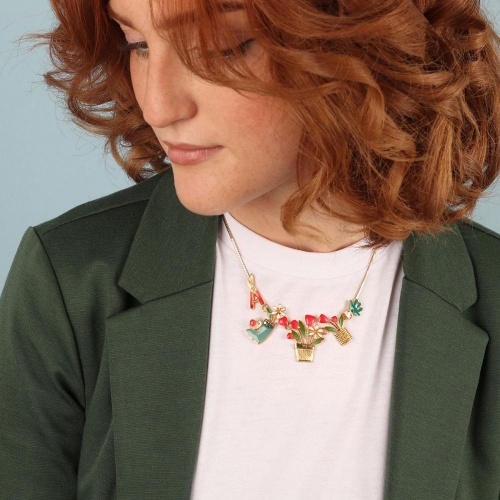 Колье TARATATA, Basilic, со стразами, бусинами и цветной смолой, TT-T23-04104-20M золотистый фото 5