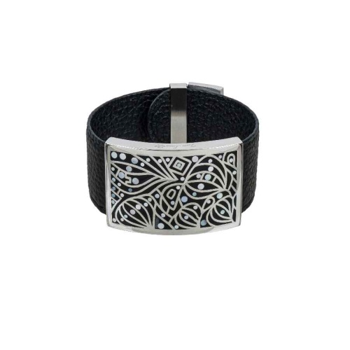 Браслет Fiore Luna на кожаном черном ремешке, CB01366-3 BW