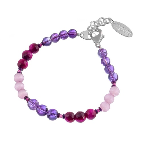 Браслет Lanzerotti, Monroe, тигровый и кошачий глаз, аметист, LZ-23.07-246 лиловый