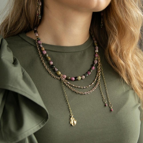 Колье Lanzerotti, Elisir, с турмалином,цирконием и гематитом, LZ-25.10-281 розовый фото 2