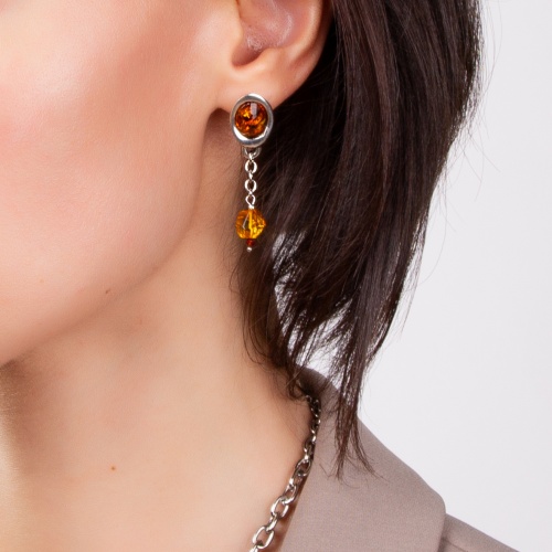 Серьги Lanzerotti, Fuoco, янтарь, гранат-спессартин,муранск.стекло, LZ-22.10-346 коричневый фото 4