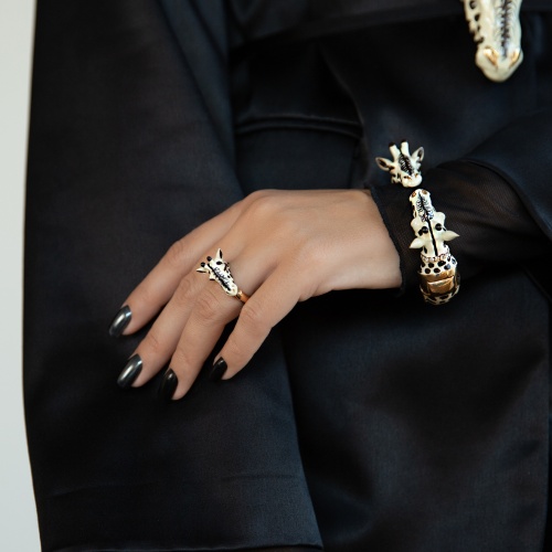 Браслет Polina Firenze, кафф, жираф с кристаллами и эмалью, PF25.2-BR2451 бежевый фото 3