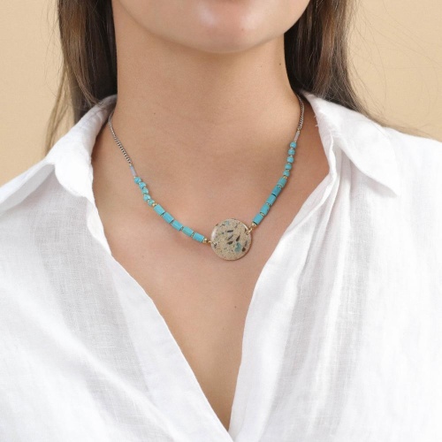 Колье Nature Bijoux, Solenzara, песок в смоле, говлит, NB24.1-15-43091 голубой фото 3