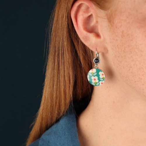 Серьги TARATATA, Tweed, с цветной смолой, тонированным гематитом, TT-W24-06769-104 синий фото 2