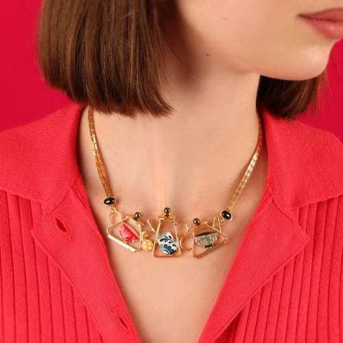 Колье TARATATA, Cannelle, с цветной смолой и стеклянными бусинами, TT-E24-01101-20M золотистый фото 5