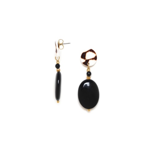 Серьги Nature Bijoux, Bagheera, с агатом и раковиной, NB24.1-12-79194 черный фото 2