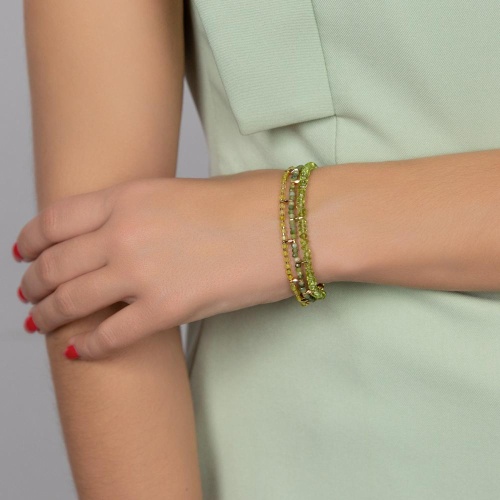 Браслет Lanzerotti, Erbario, тройной, пренит, перидот, турмалин, LZ-26.02-056 зеленый фото 2