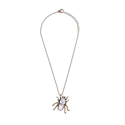 Колье Alcozer&J, паук, горный хрусталь, жемчуг, гранат, AL2512-C98CM25 белый фото 2