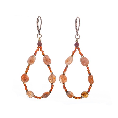 Серьги Lanzerotti, Caramello, с солнечником и шпинелью, LZ-24.11-527 коричневый