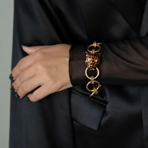 Браслет Polina Firenze, ягуар с кристаллами и эмалью, PF25.2-BR1599 коричневый фото 4