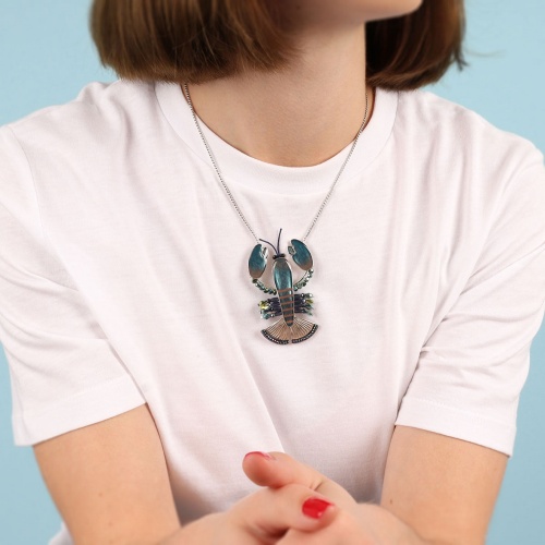 Колье TARATATA, Mr Lobster, с цветной смолой, бусинами и шнуром, TT-T24-04106-104 синий фото 5