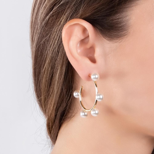 Серьги Moon Paris, Ringo, полукольца, с жемчужными бусинами, MR-24.05-024 золотистый фото 2
