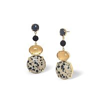 Серьги Nature Bijoux, Kinshasa, гематит, рудракша, ракушка Capiz, яшма, NB26.2-12-90850 серый
