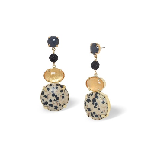 Серьги Nature Bijoux, Kinshasa, гематит, рудракша, ракушка Capiz, яшма, NB26.2-12-90850 серый
