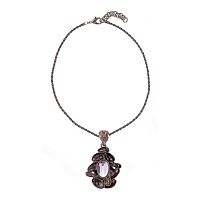 Колье Alcozer&J, раухтопаз, жемчуг, гранат, Swarovski, AL-C178DS21 золотистый