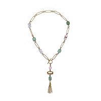 Колье Alcozer&J, с кварцем, AL-C58FT25-R зеленый
