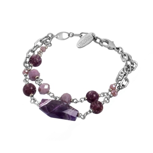 Браслет Lanzerotti, Iris, с аметистом, лепидолитом, кристаллами, LZ-26.03-076 фиолетовый