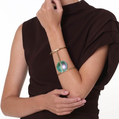 Браслет Katerina Vassou, Mystique, кафф, с переливающимся элементом, KV23-307121 зеленый фото 2