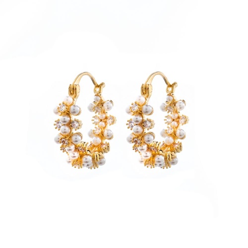 Серьги Moon Paris, Ringo, с жемчугом и кристаллами, MR-26.06-072 золотистый