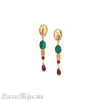 Серьги Nature Bijoux, Bergame, дерево, малахит, авантюрин, гранат, NB22.2-12-75592 зеленый