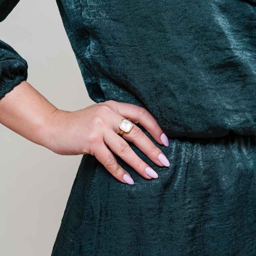 Кольцо Fiore Luna Куб SHELL WHITE, KR02914-2/8 BW/G фото 2