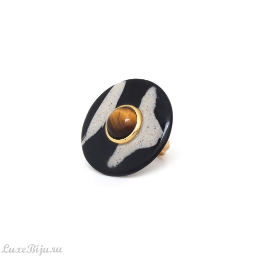 Кольцо Nature Bijoux, Zebra, тигровый глаз, смолистый песок в смоле, NB24.2-19-25671 черный