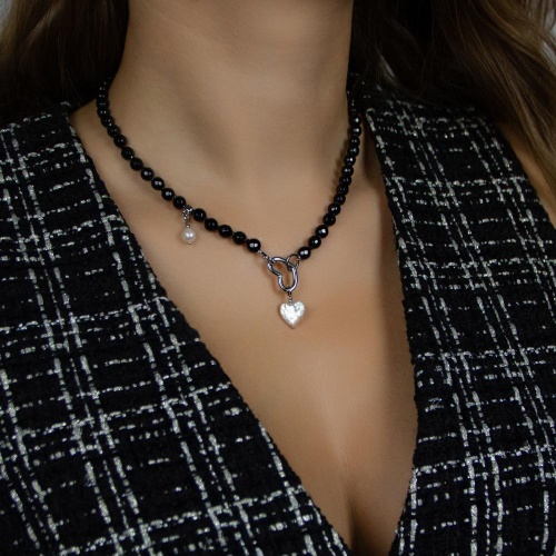 Колье Lanzerotti, Pianoforte, с ониксом, жемчугом и гематитом, LZ-26.01-001 черный фото 3