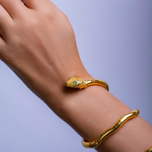 Браслет-колье Moon Paris, в форме змеи, с кристаллами, Mo-Y24.11-077 золотистый фото 5