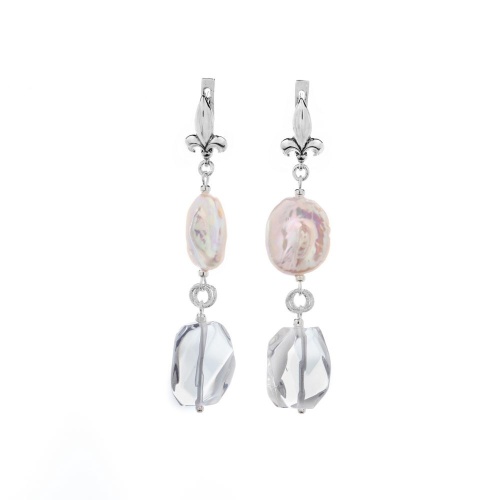 Серьги Lanzerotti, Rococo, с жемчугом и горным хрусталём, LZ-26.07-239 белый