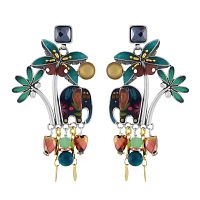 Серьги TARATATA, Papong, смола, бусины, стразы, тигровый глаз, TT-E24-11998-10M серебристый