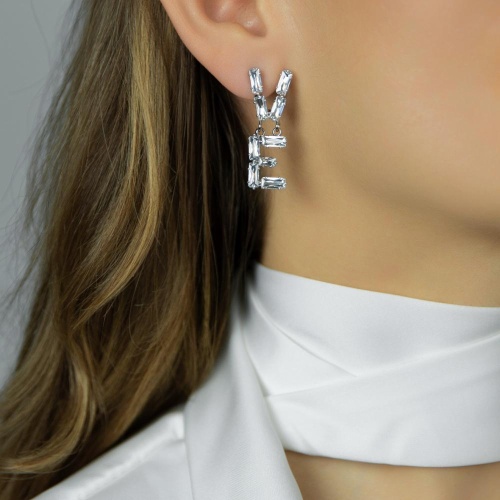 Серьги Moon Paris, Bohemia, асимметричные, LOVE с кристаллами, MB-26.01-001 хрустальный фото 2