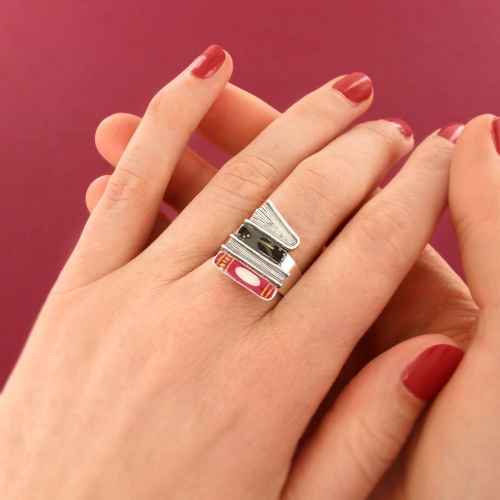 Кольцо TARATATA, Romans, разъемное, цветная смола, золотая краска, TT-H25-01404-10M серебристый фото 2