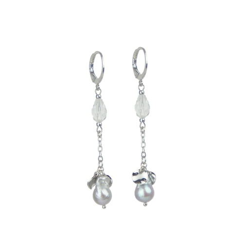 Серьги Lanzerotti, Gelido, с жемчугом и кристаллом, LZ-25.02-026 серый